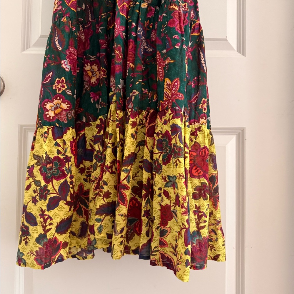 Anthropologie Floral Maxi Dress - Green, Yellow, Red